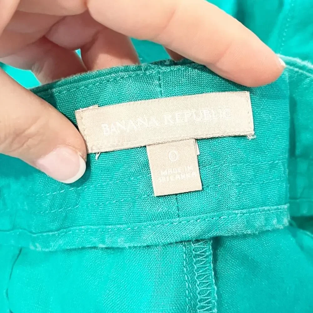 Banana Republic Low Rise Linen Beach Pants Palm Beach Turquoise Green